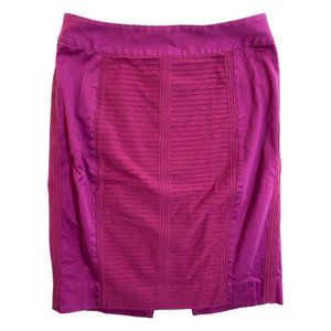 White House Black Market SZ 6 Pencil Skirt Pleated Pink Fuchsia FLAW